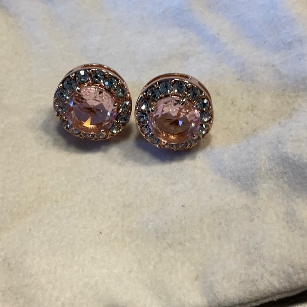 Kate Spade NY That Sparkle Pave Round Light Pink Large Stud Pierced Earrings